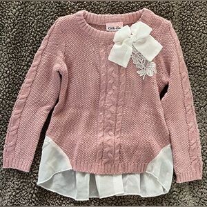 Girls’ long sleeve blouse by Little Lass. Size 4T. EUC. Pink and white.